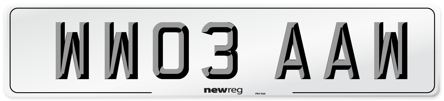 WW03 AAW Number Plate from New Reg